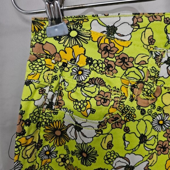 Modcloth Green Orange Floral Straight Leg Jeans Groovy Retro 6 - Picture 4 of 12